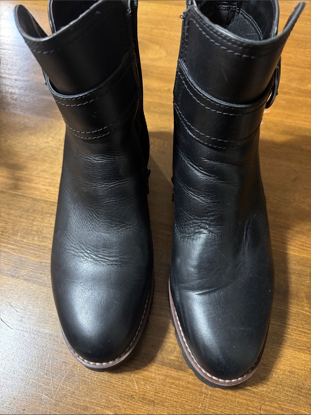 Blondo Black Leather Ankle Booties with Buckle Accent